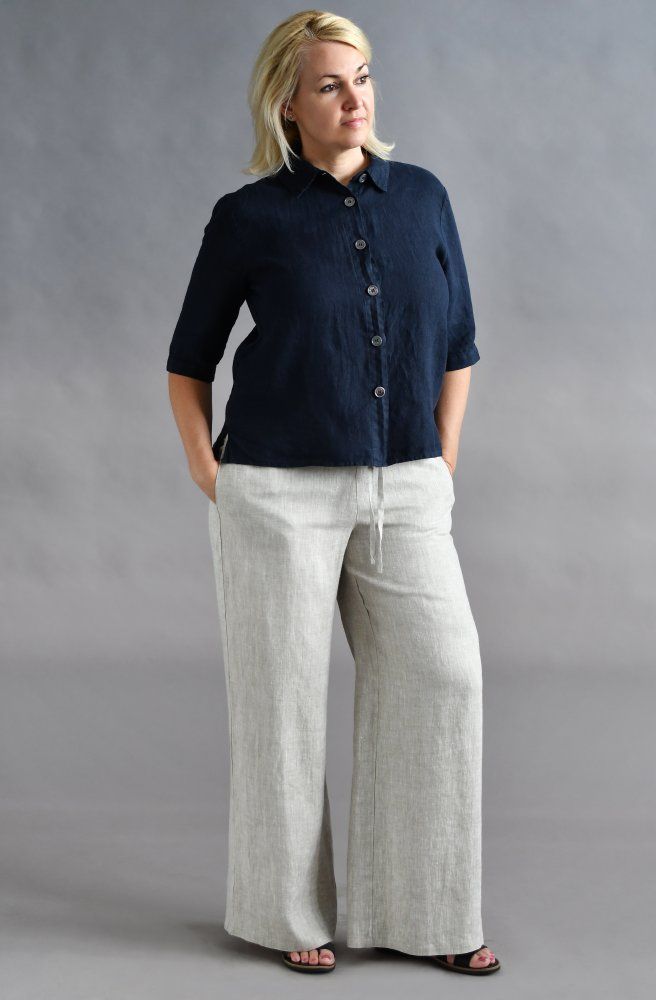 Linen trousers beige melange