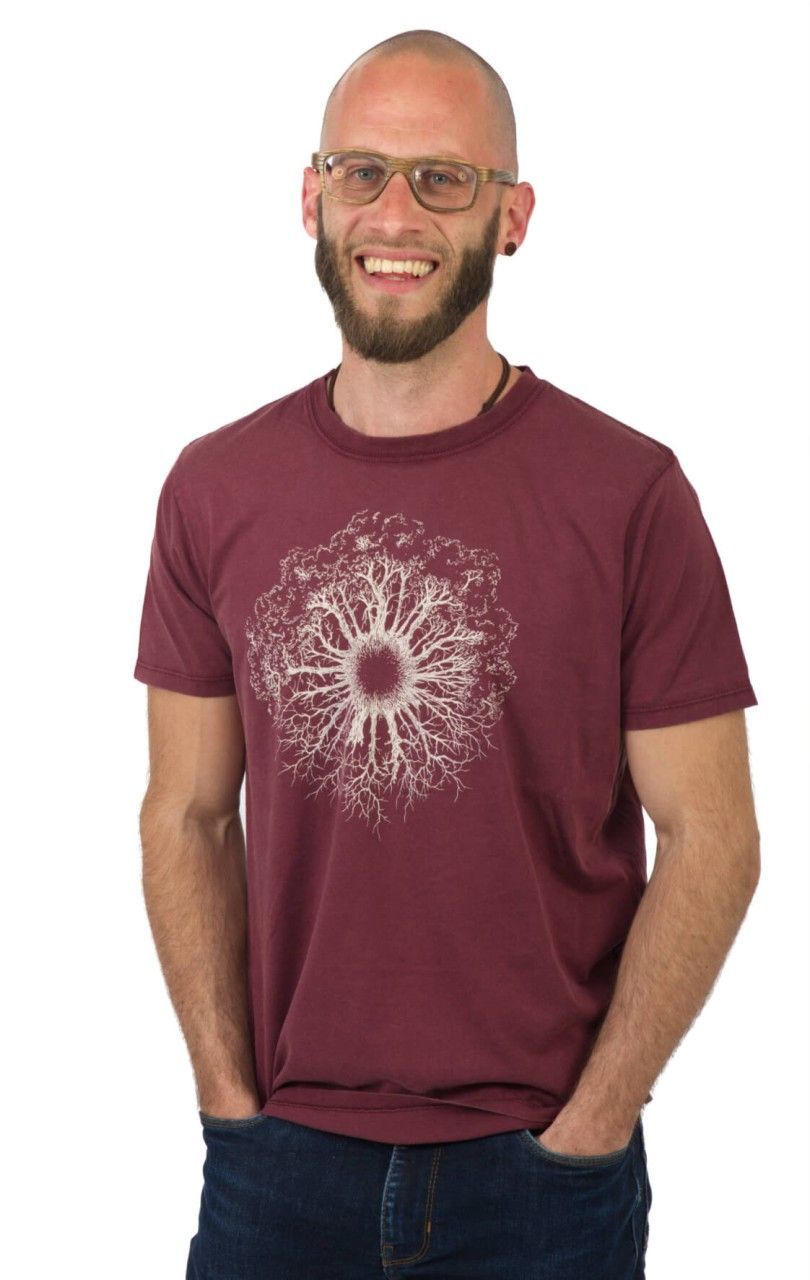Art herenshirt 'Woodeniris' rood stonewashed Life-Tree