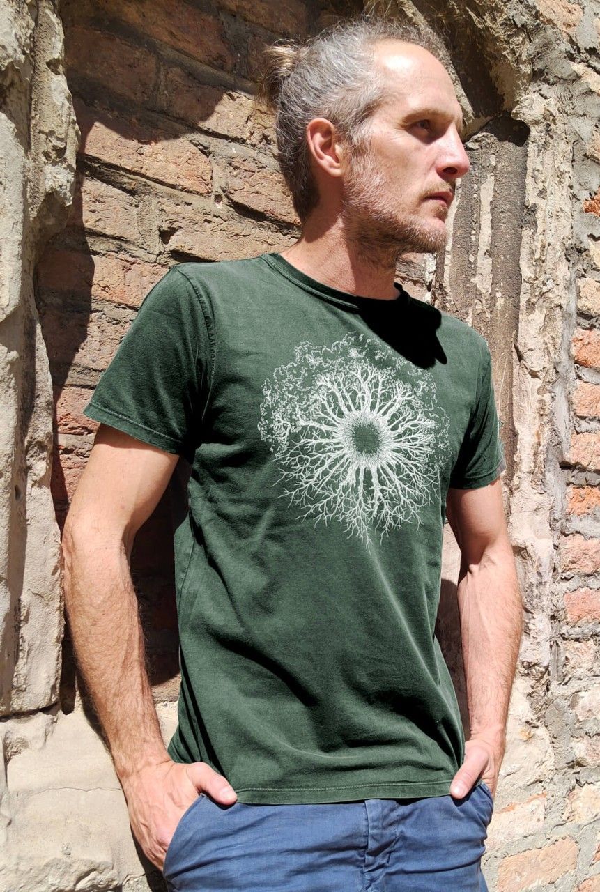 Art men's shirt 'Woodeniris' green stonewashed Life-Tree