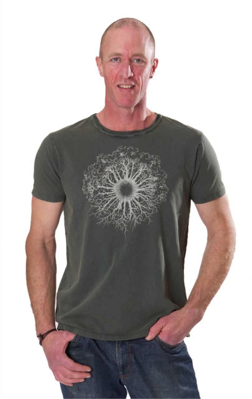 Art men's shirt 'Woodeniris' green stonewashed Life-Tree