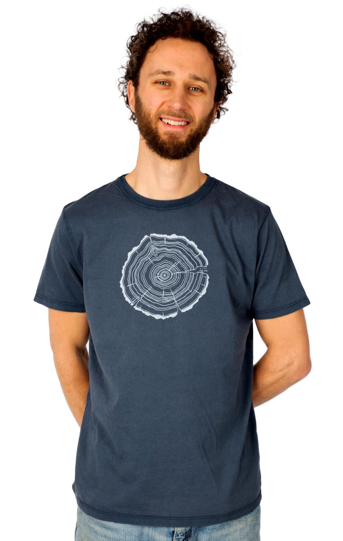 Art men's shirt 'Treeslice' blue stonewashed Life-Tree