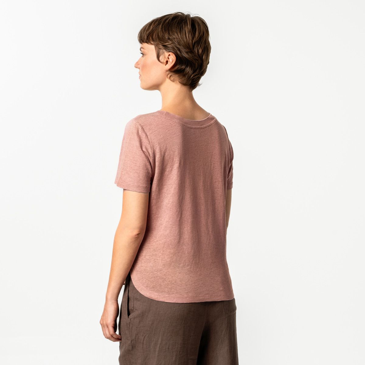 Ladies linen t-shirt, old rose