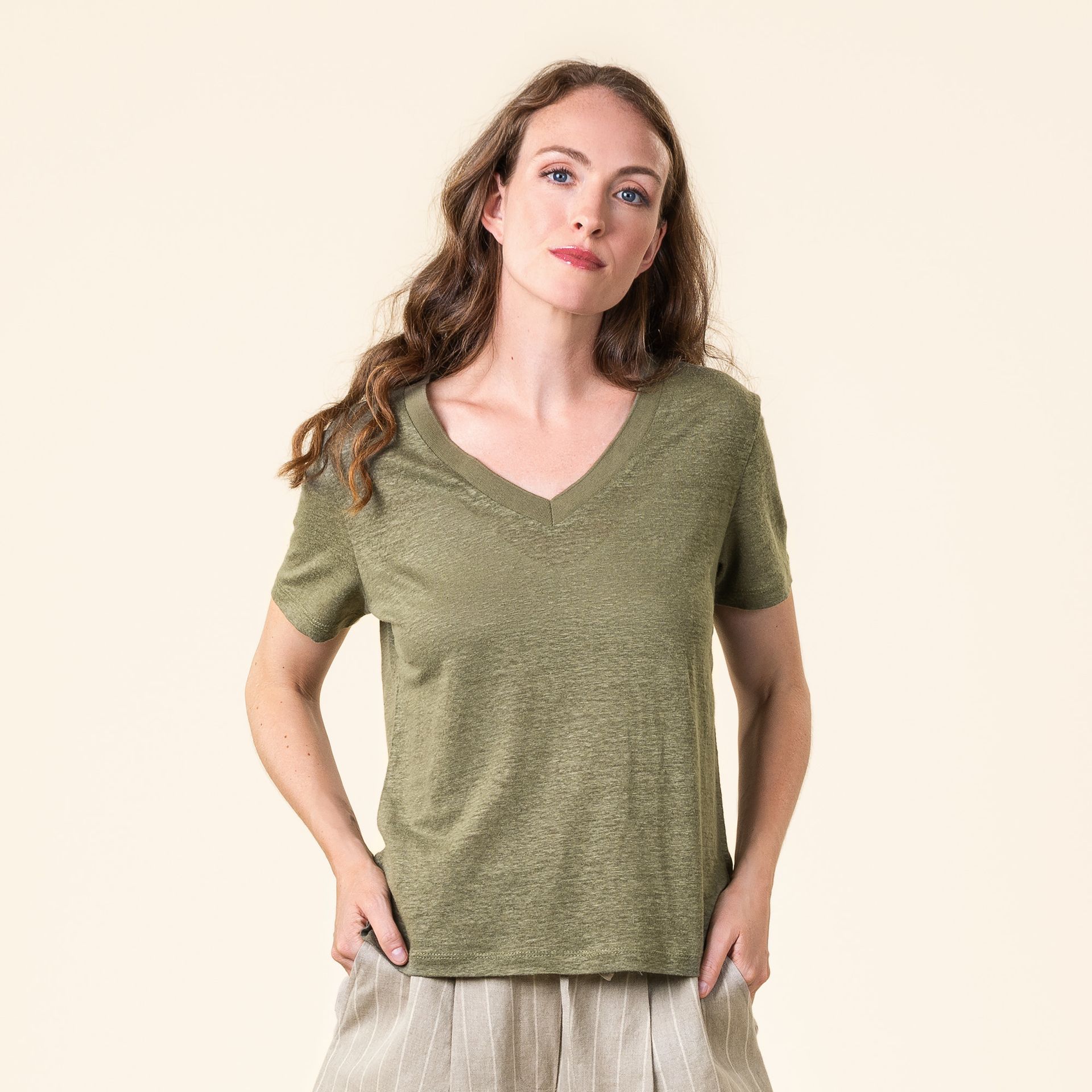 Women's linen sage t-shirt