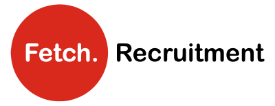A red circle with the words fetch recruitment on it