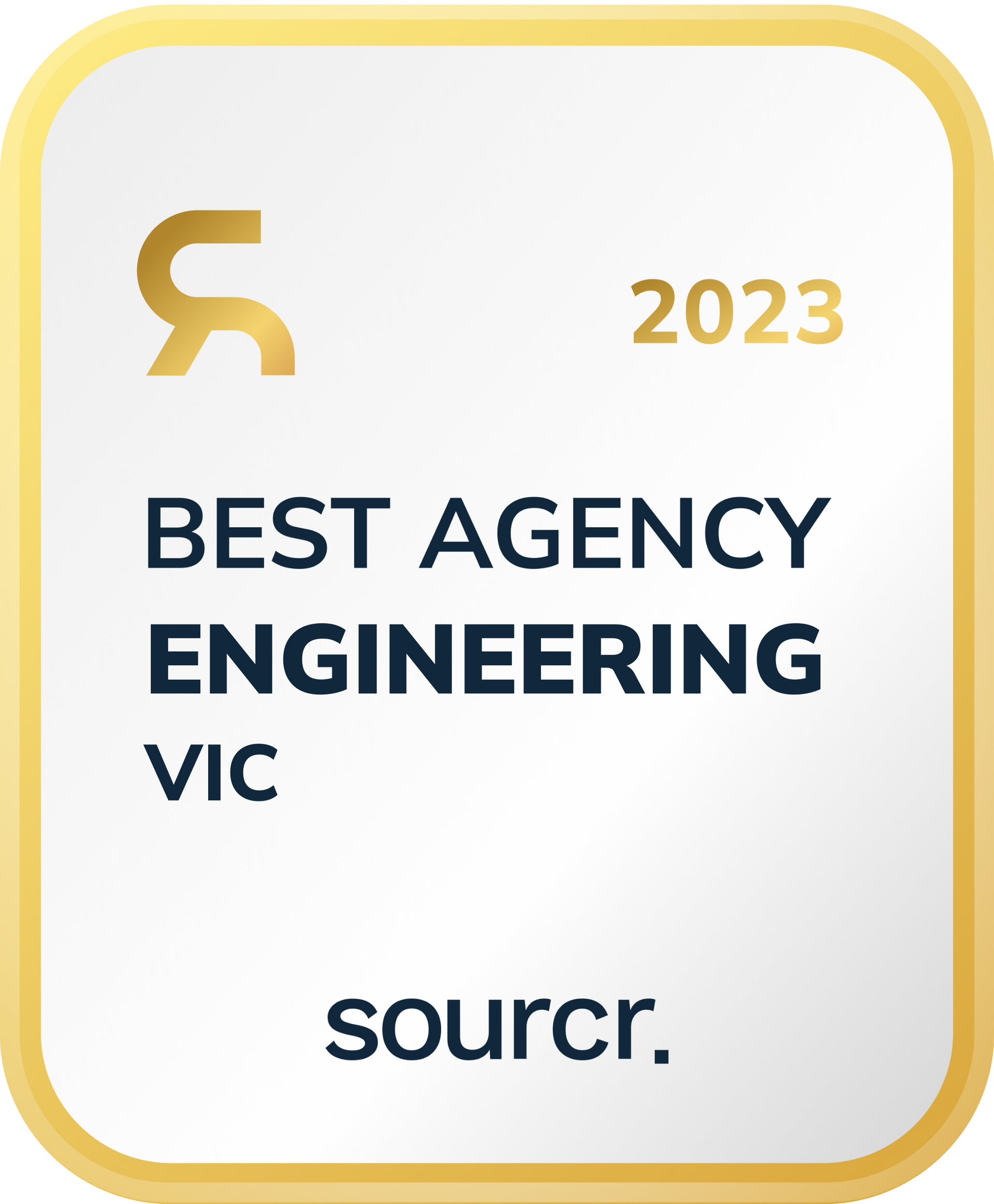 It is a badge that says `` best agency engineering vic ''.