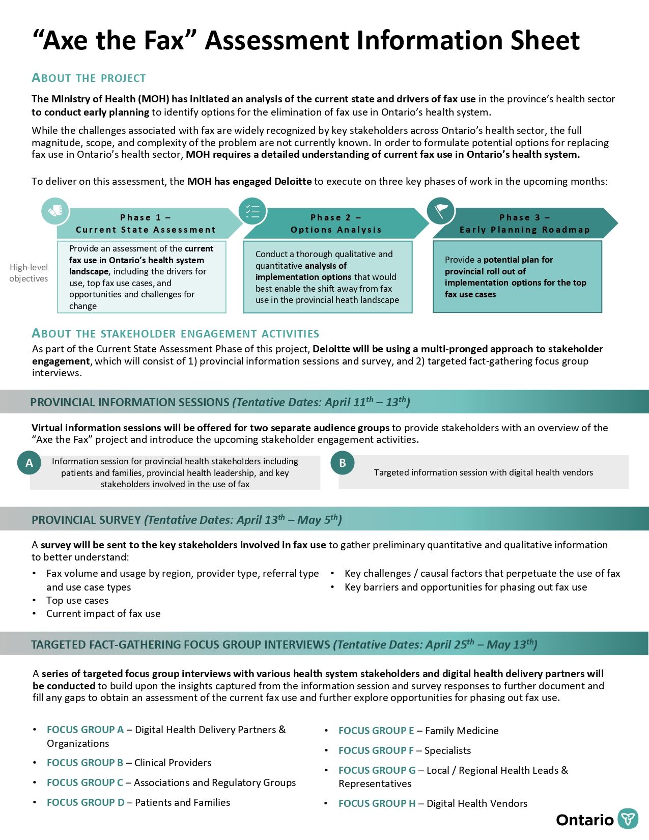 Info sheet about MOH Digital Health Division Project