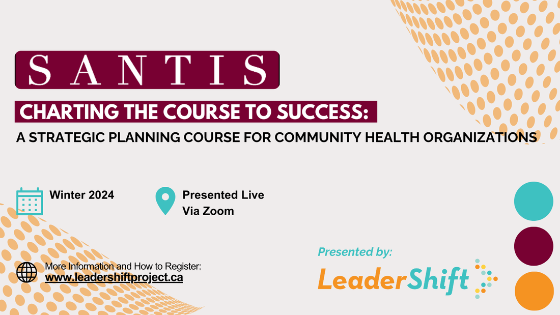 A poster for santis charting the course to success a strategic planning course for community health organizations