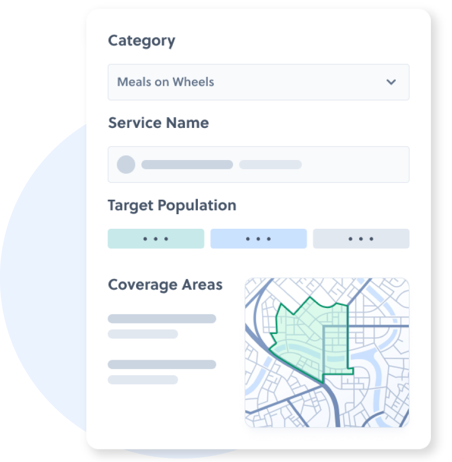 A screenshot of a website showing a map and a service name.