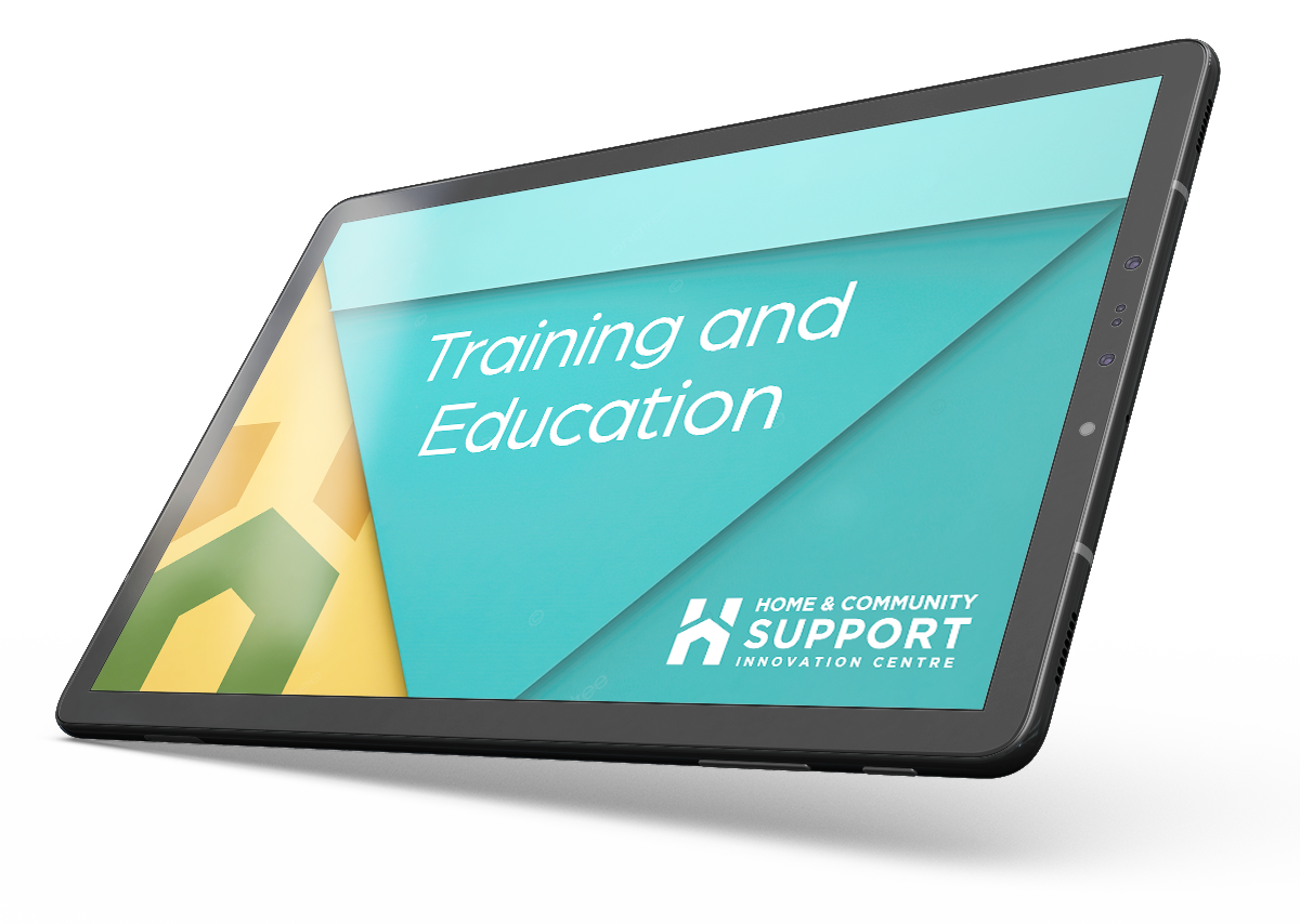 A tablet with the words training and education on it