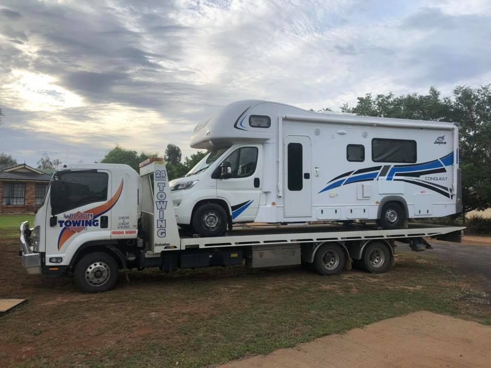 Caravans stored in rows on a sunny day — Tow in Narromine, NSW