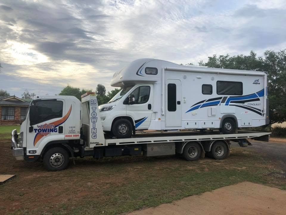 Tow Truck Carrying Caravan in Mudgee