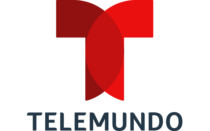 El logo de Telemundo es una T roja sobre un fondo blanco.