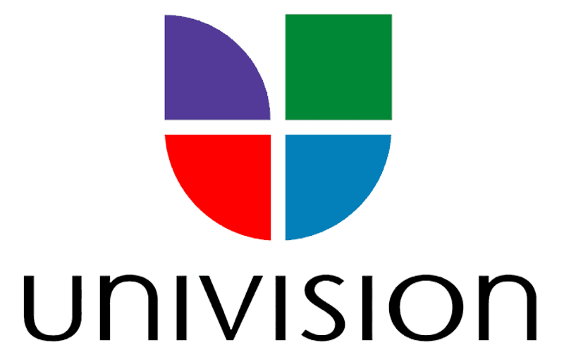 El logotipo de Univisión tiene una U morada, verde y roja.