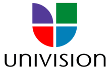 El logotipo de Univisión tiene una U morada, verde y roja.