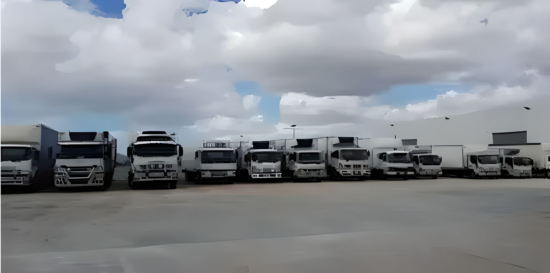Trucks Parked in a Wet Industrial Lot — Griffin Distributors In  Mount St John, QLD