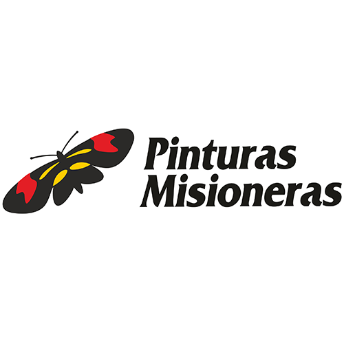 El logo de Pinturas Misioneras tiene una mariposa.