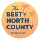 Logo reading “The Best of North County” with pink palm trees on a yellow-orange circle.
