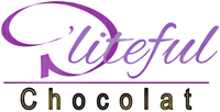Lifeful Chocolat logo in purple script with a stylized heart and brown text on white background