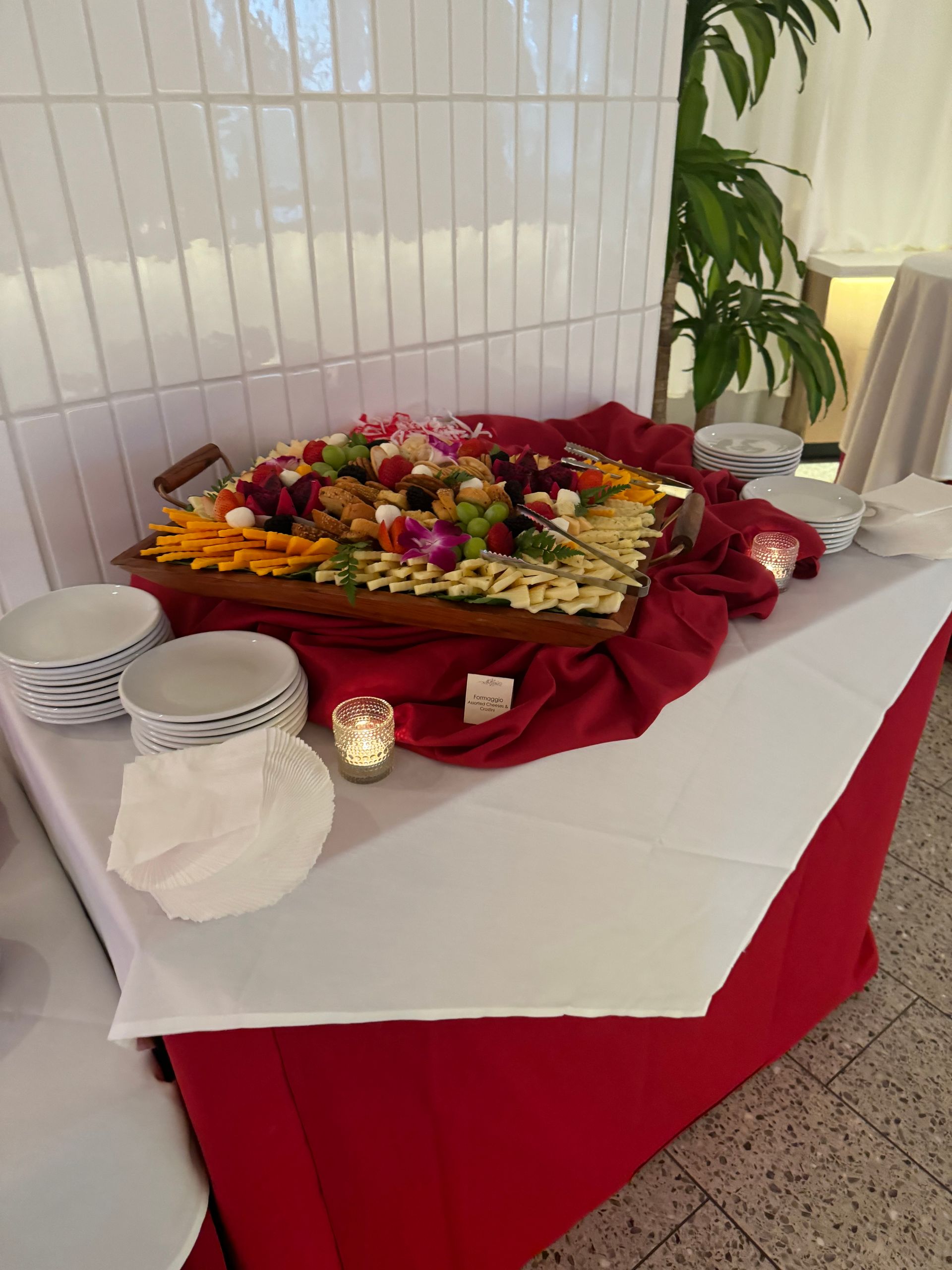 EQX City Catering at Rockefeller Center. A buffet table with a variety of food on it.