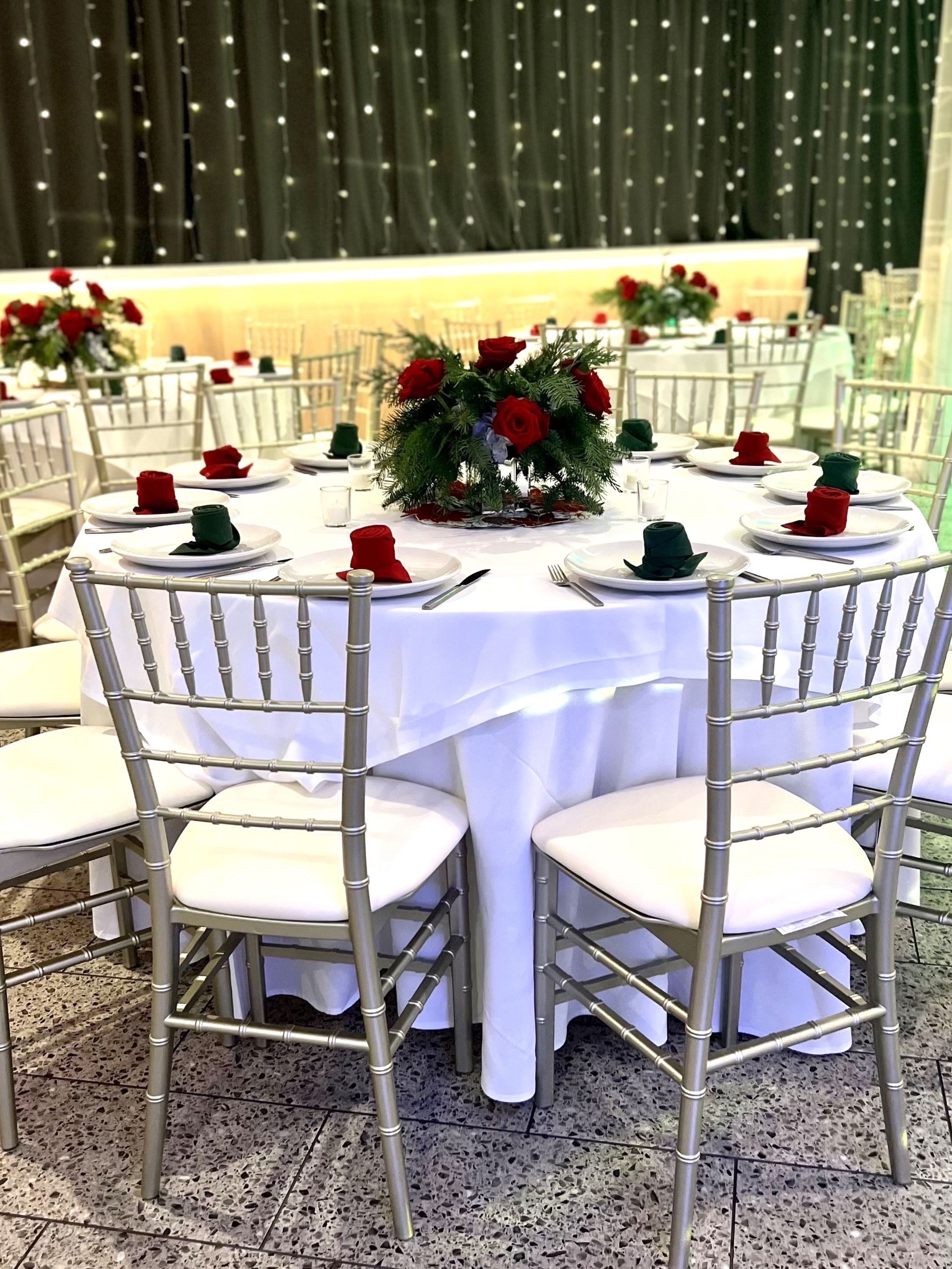 EQX City Catering Event Space at Rockefeller Center - A table and chairs are set up for a wedding reception.