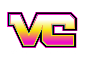 A yellow and pink logo for tumbling and cheer.