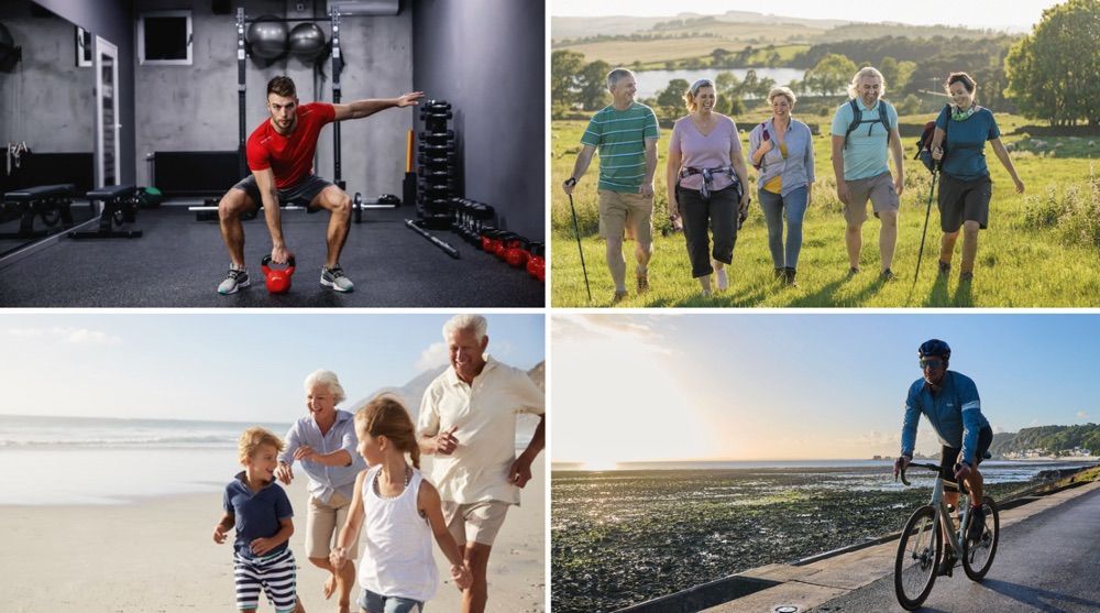 People of various ages engaging in fitness activities.