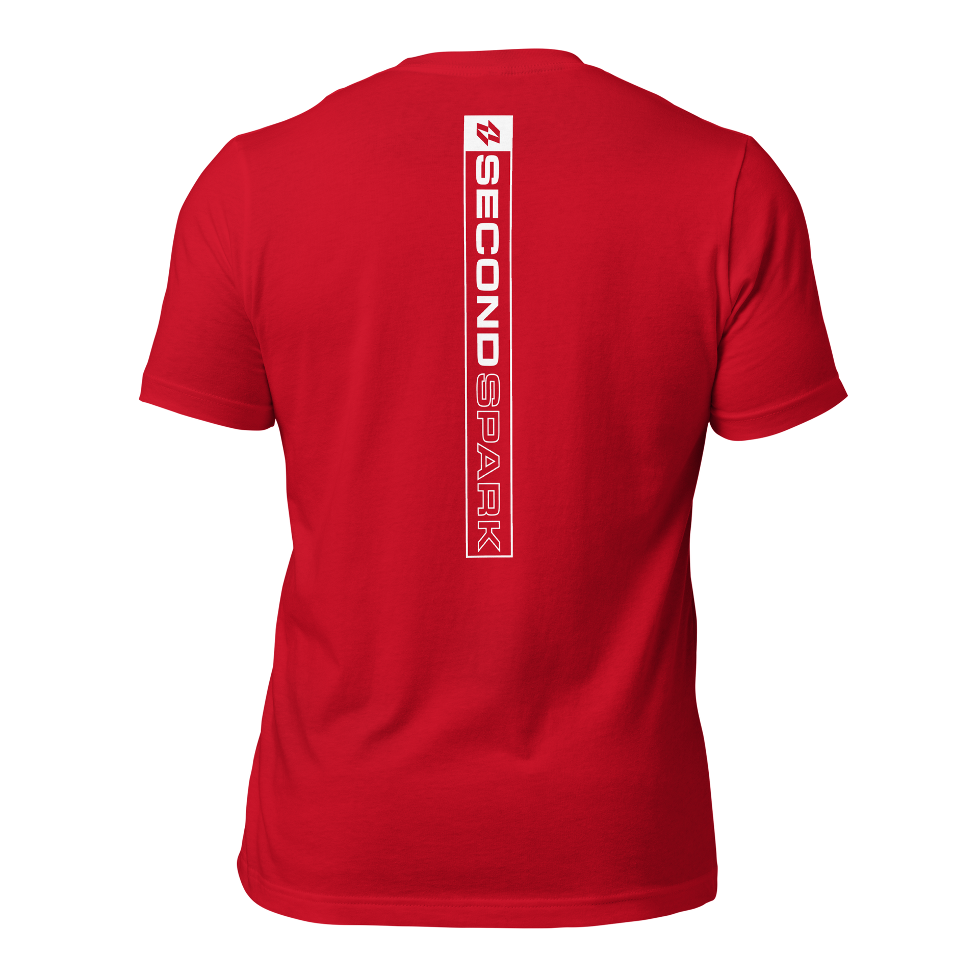 A red t-shirt with the letter b on the front