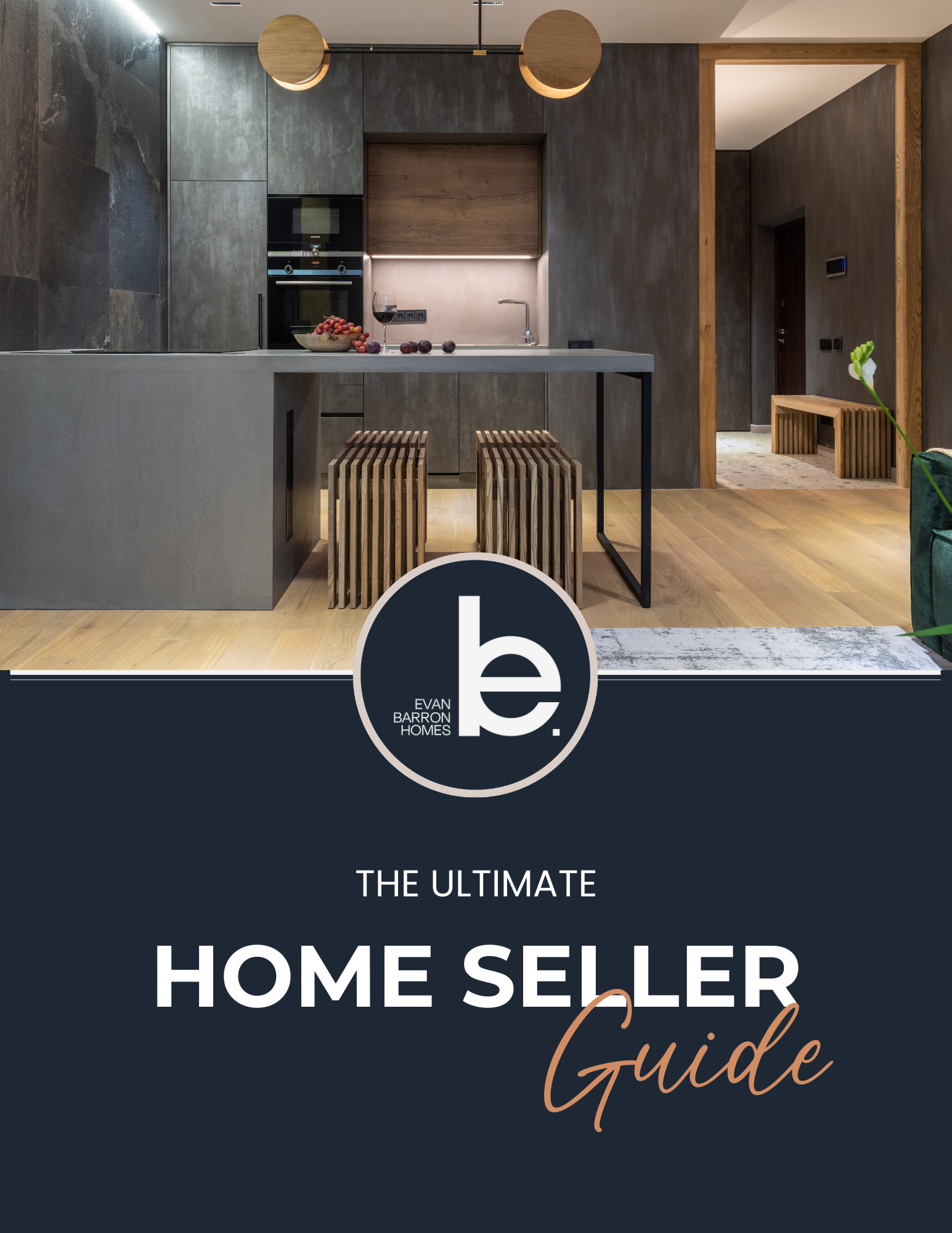 A home seller guide with a picture of a kitchen.