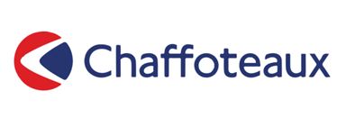 Logo di Chaffoteaux con emblema rosso e blu e testo blu scuro su sfondo bianco.