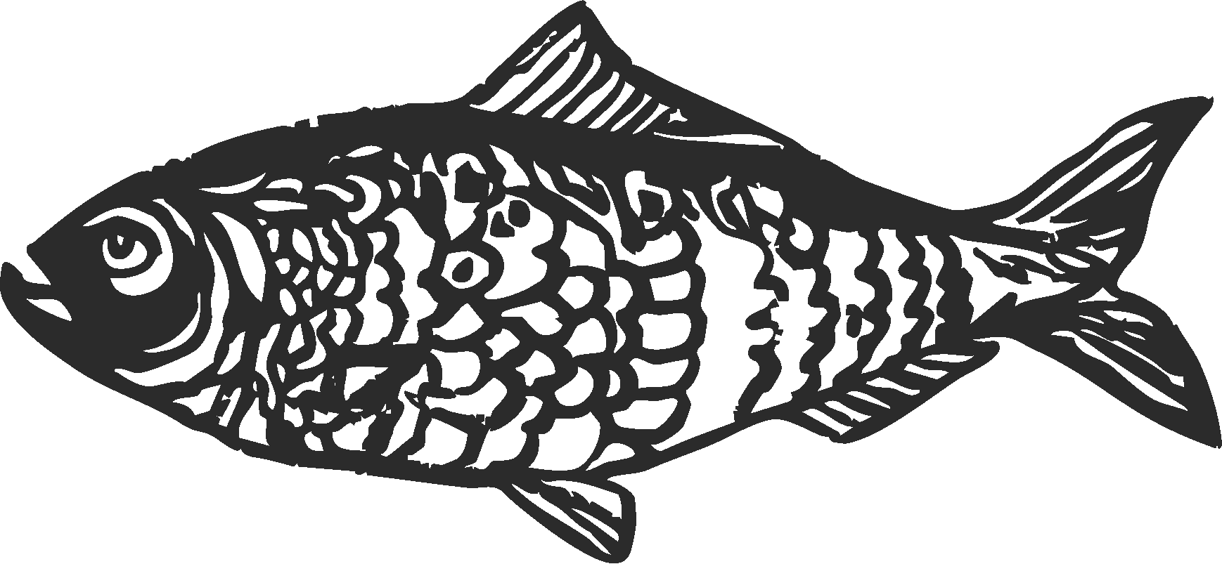 Scale & Vine logo with black fish illustration and text: “Toast on the coast for shared moments.”