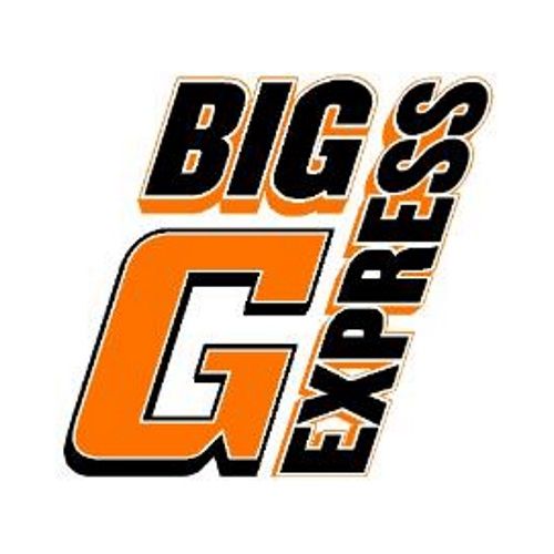 Logo for Big G Express: Orange and black lettering.