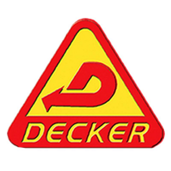Red triangle with yellow interior, a red backward 