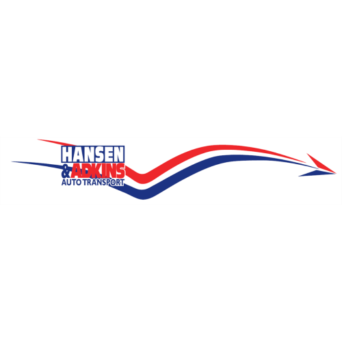 Hansen & Atkins Auto Transport logo with text and curved red, white, and blue swoosh.