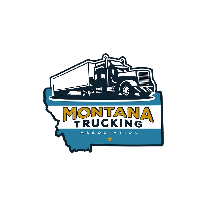 Montana Trucking Association logo: Semi-truck silhouette over Montana outline with text 