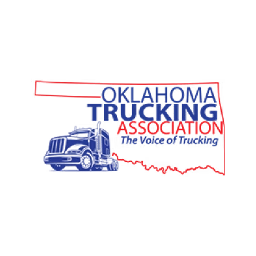 Logo of the Oklahoma Trucking Association, featuring a truck within the state outline and text 