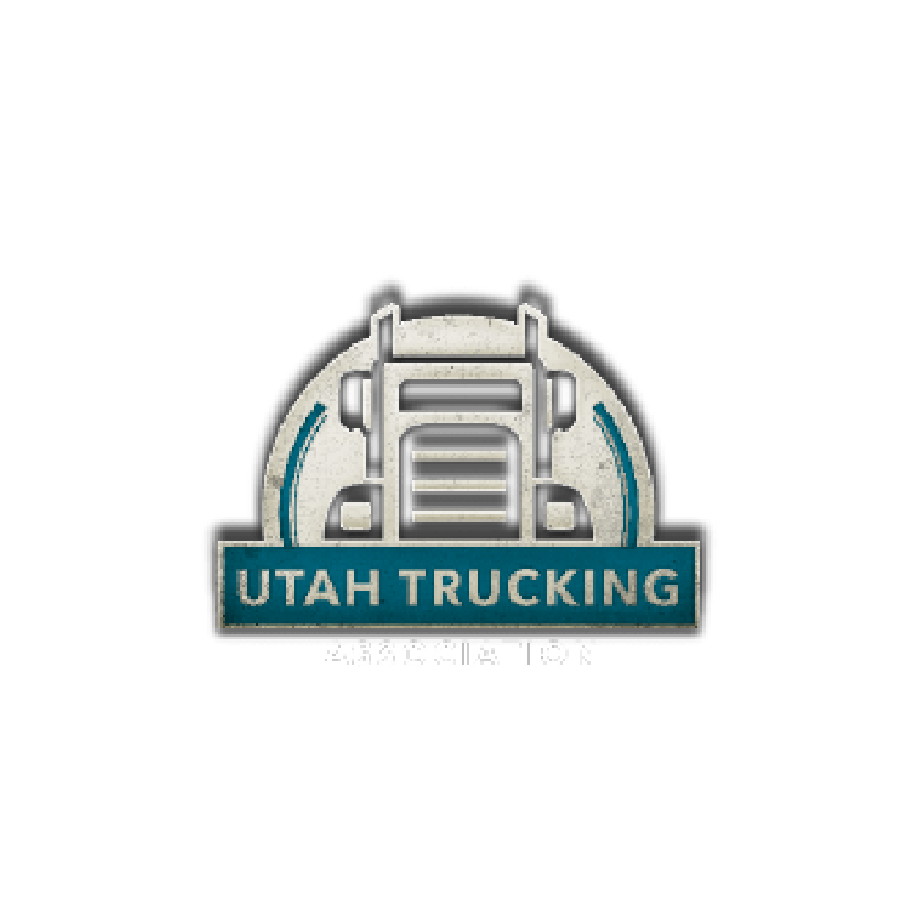Utah Trucking logo featuring a truck silhouette, teal accents, and text.