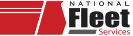 Logo for National Fleet Services. Red and white graphic with text 