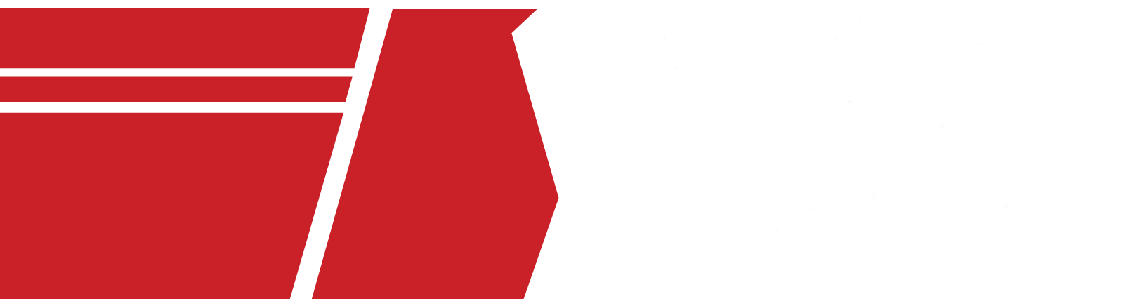 Red stylized shape with white lines.