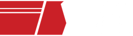 Red stylized shape with white lines.