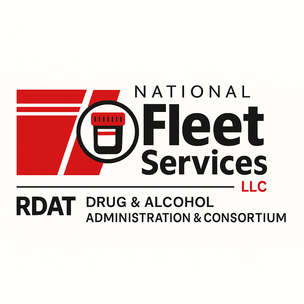 Logo for National Fleet Services LLC, with a pill bottle icon in a red and black design.