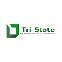 Green logo of Tri-State, a high-security transportation company. A square with a cutout and text.