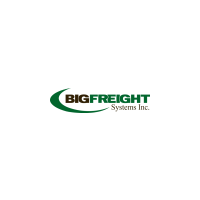 Logo for BigFreight Systems Inc. with green crescent surrounding the text 