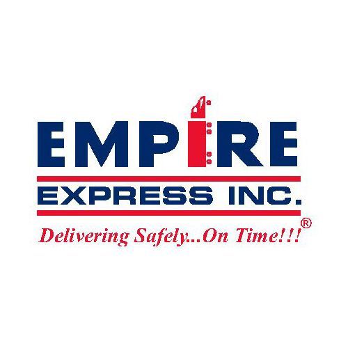 Empire Express Inc. logo: Blue text with red accents and a truck graphic; slogan 