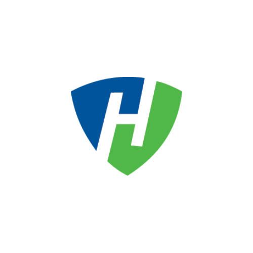 Blue and green shield with the letter 