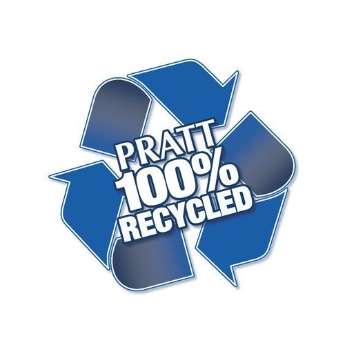 Blue recycling symbol with 