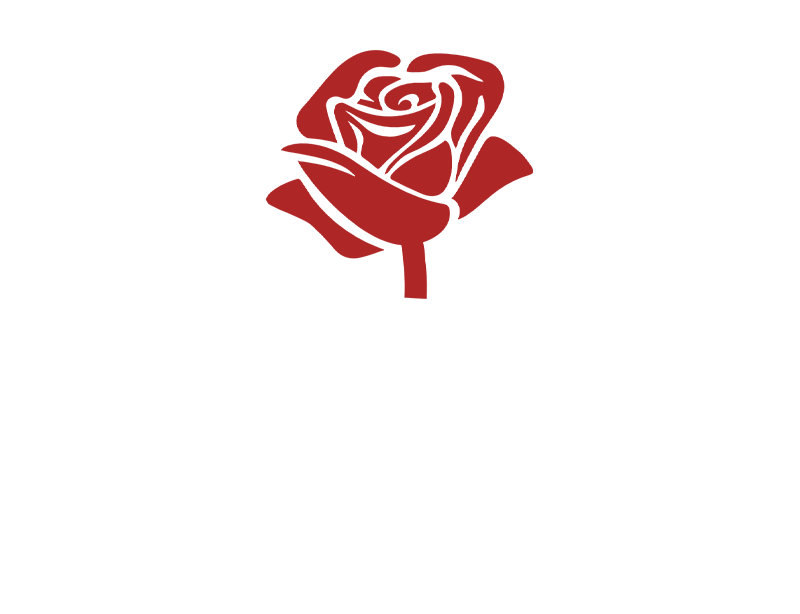 Logo of Manton Joint Cemetery District A red rose with a stem on a white background.