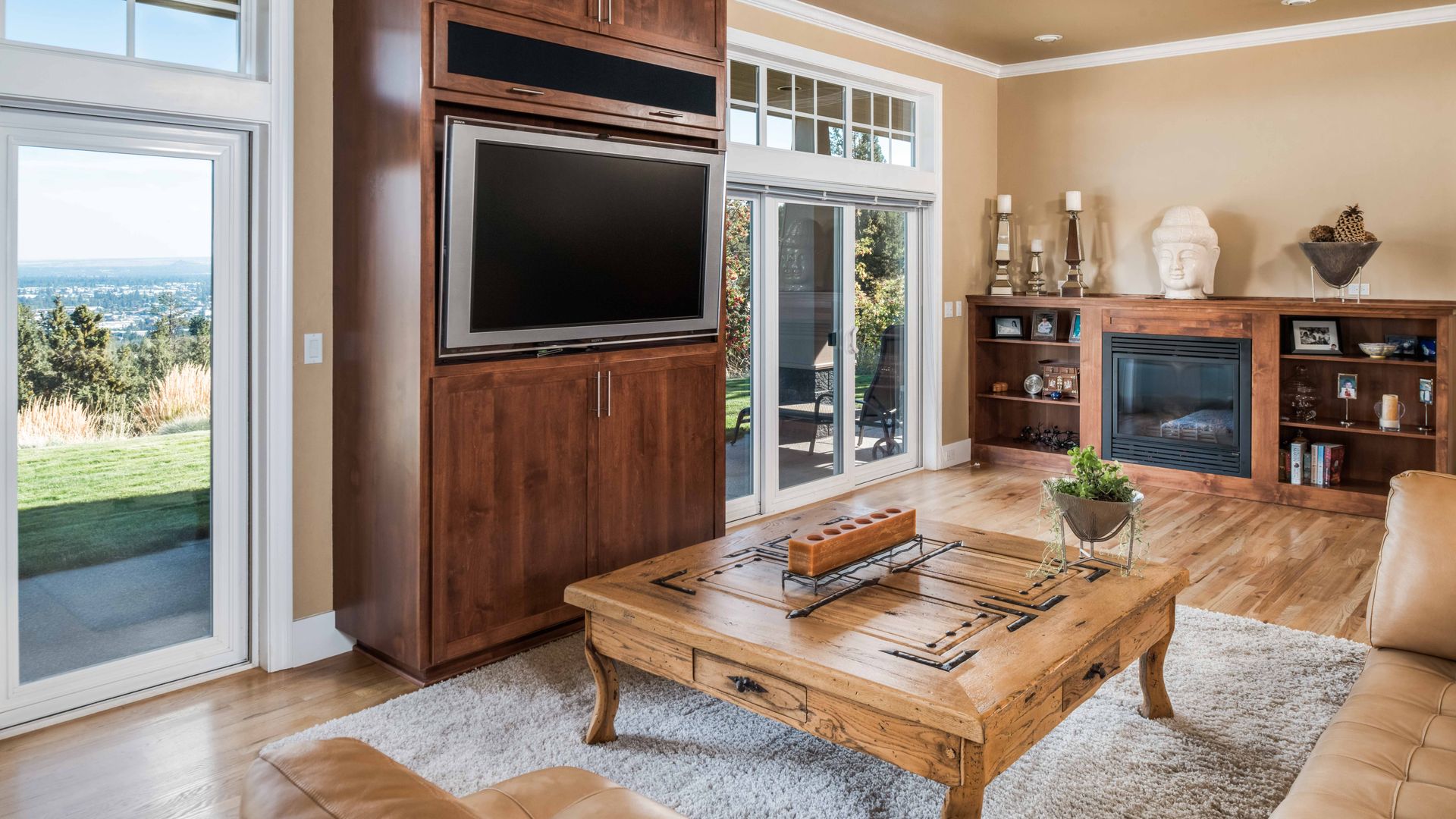 Living room with TV mounted