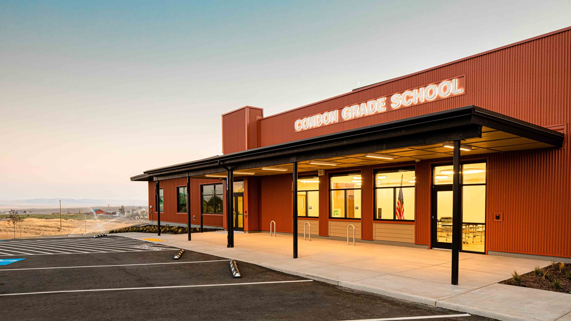 Exterior and Interior photos of Condon Grade School designed by Steele Associates