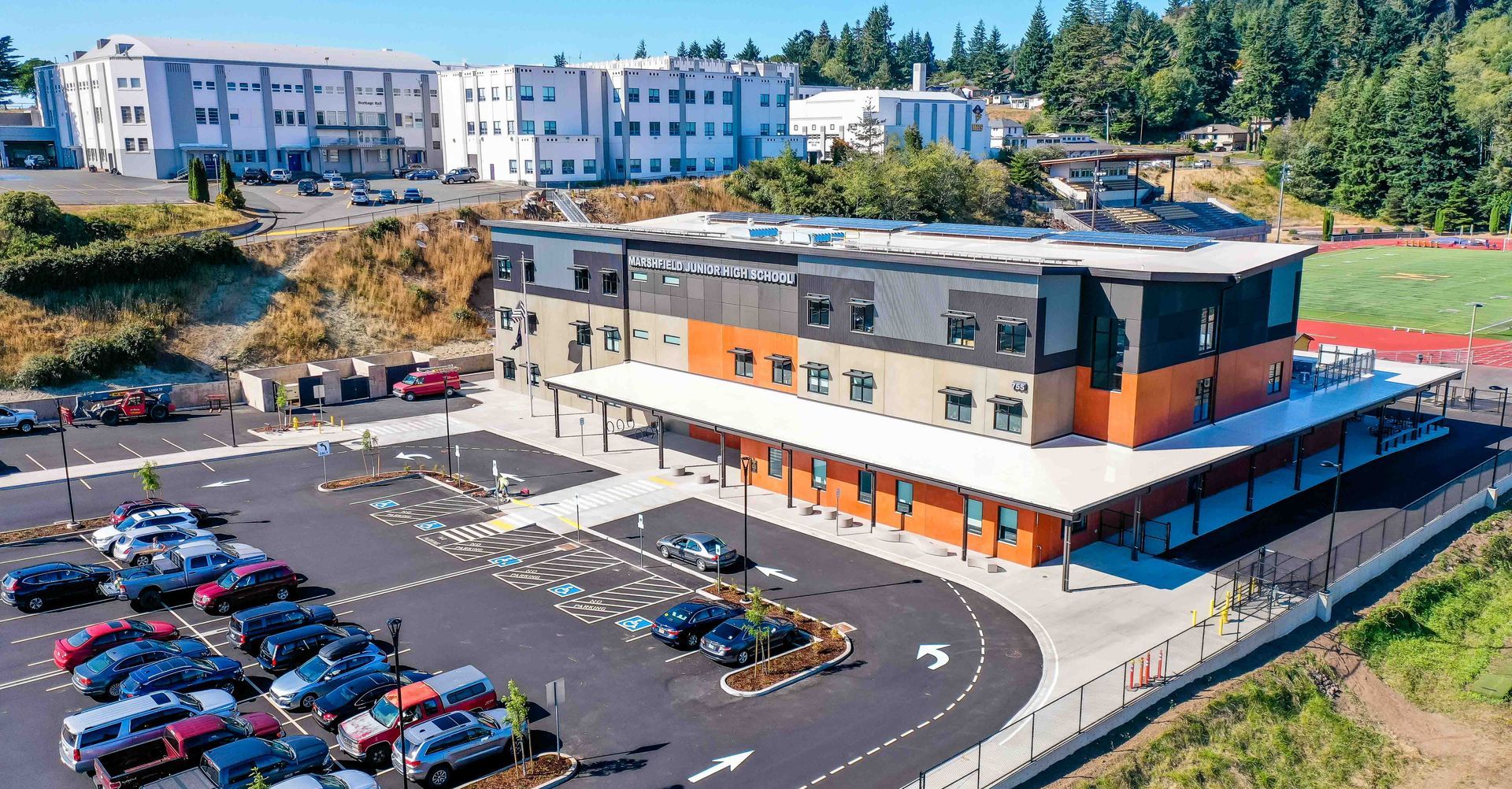 Exterior of a school designed by Steele Associates