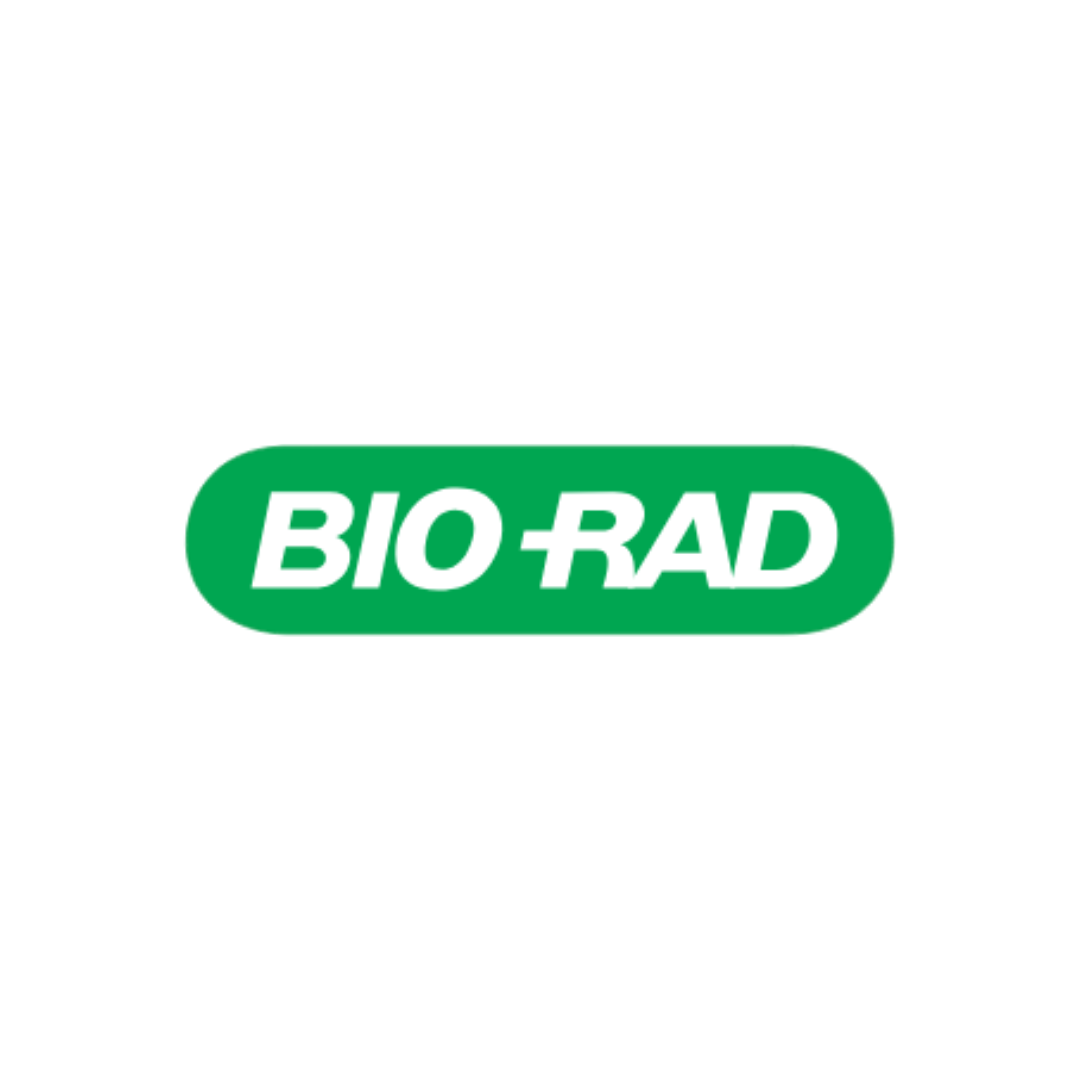 The bio rad logo is green and white on a white background.